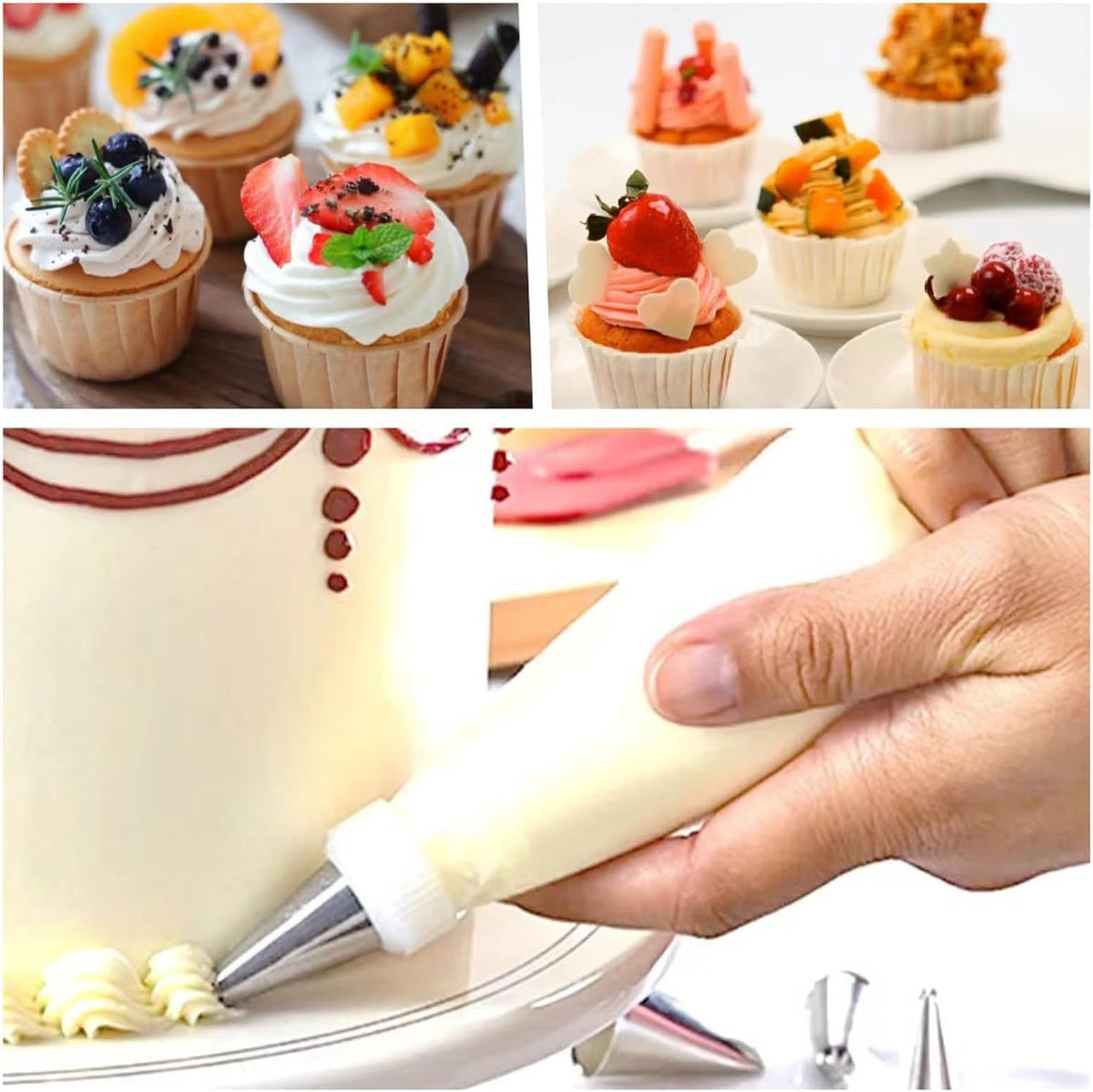 19-Inch Icing Bags Heavy Duty, AMBESTAR 100 Pieces Thick Anti-Burst Disposable Decorating Bags for all Size Tips Couplers and Baking Cookies Candy Supplies Kits, Large Cake Decorating Tools