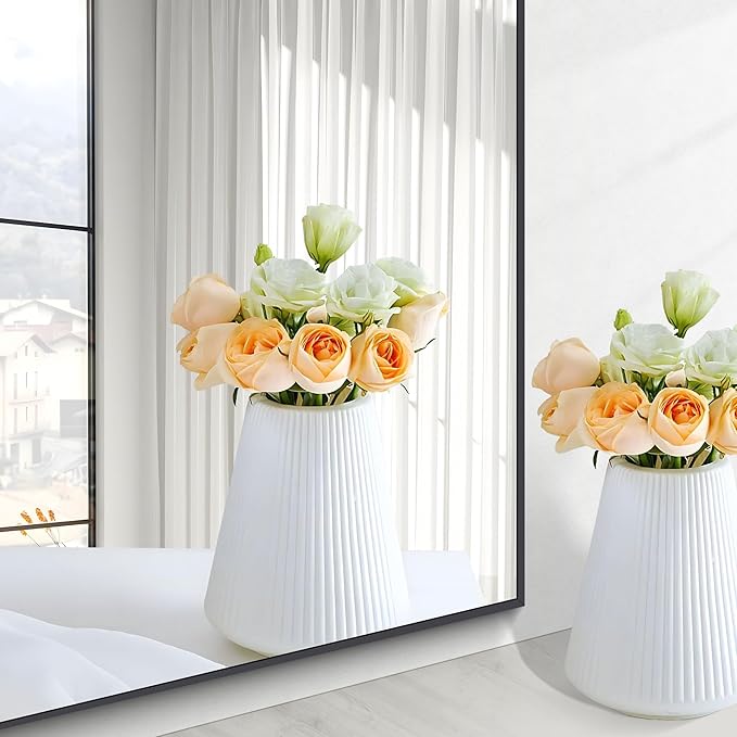 Black Bathroom Mirror for Wall, 36x40 Inch Rectangle Mirrors with Metal Frame, Modern Vanity Wall Mirror Decor for Entryway Hangs, Bathroom Living Room Horizontal or Vertical