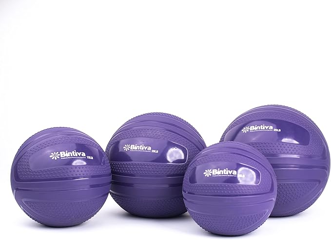 bintiva Non Bounce Slam Ball - Exercise Weighted Deadball for Workout and Fitness Routines - Medicine Dead Weight Ball