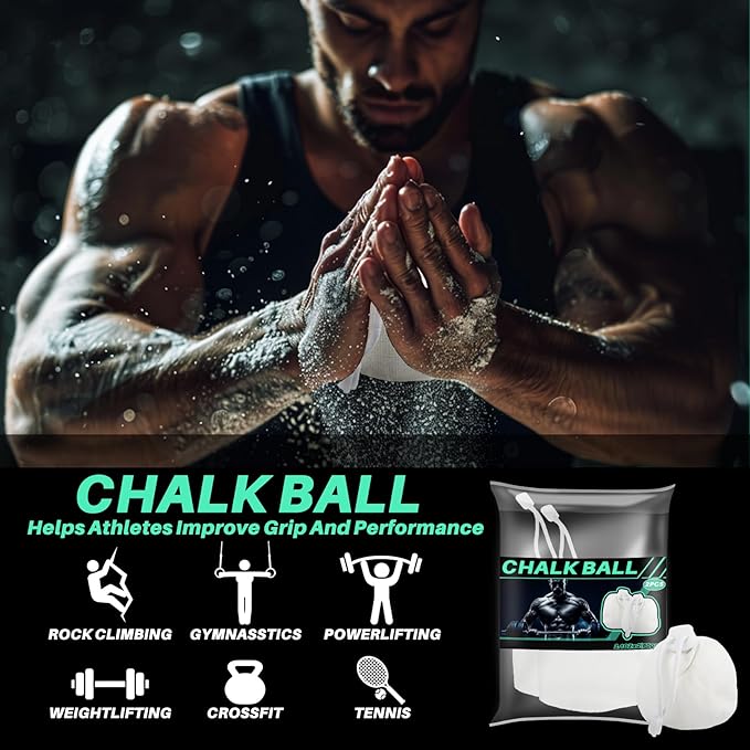 2PCS Chalk Ball - Climbing Chalk Gymnastics for Gym, Gymnastics, Grip, Climbing, Weightlifting (2.1 OZ Each)