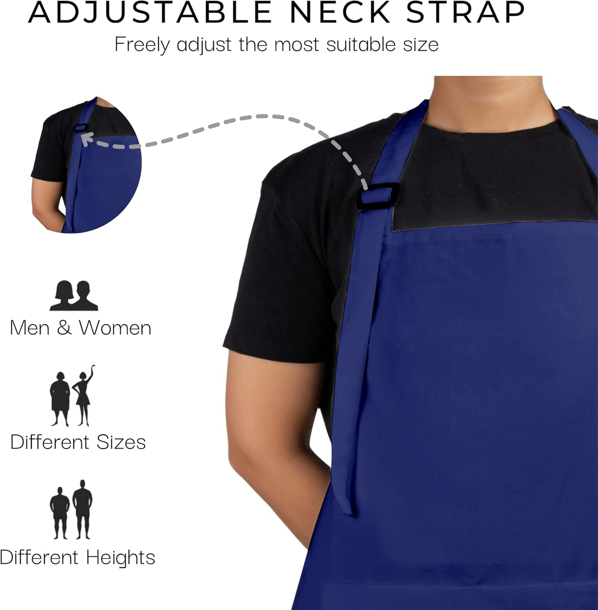 RAJRANG 100% Cotton Cooking Apron with 3 Pockets Kitchen Chef BBQ Adjustable Bib Aprons for Women Men