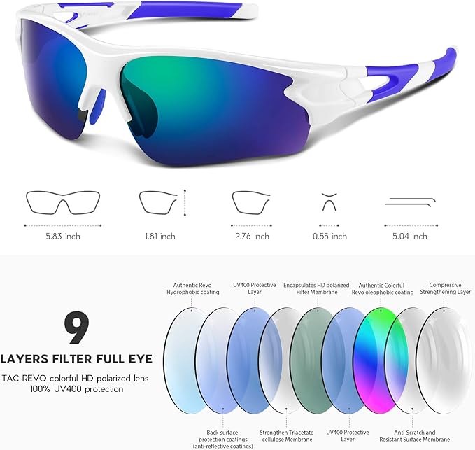 BEACOOL Polarized Sports Sunglasses for Men Women Youth Baseball Fishing Cycling Running Golf Motorcycle Tac Glasses UV400