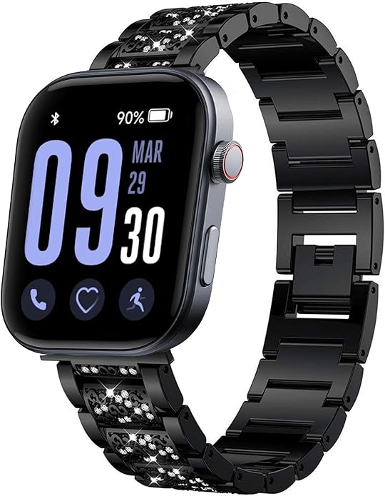 22mm Women's Jewelry Bling Diamond Metal Dressy Strap, Adjustable Replacement Strap Accessories Compatible for GTX12, T60 Smart Watches