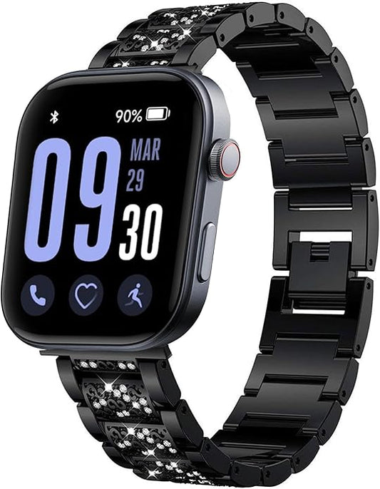 22mm Women's Jewelry Bling Diamond Metal Dressy Strap, Adjustable Replacement Strap Accessories Compatible for GTX12, T60 Smart Watches