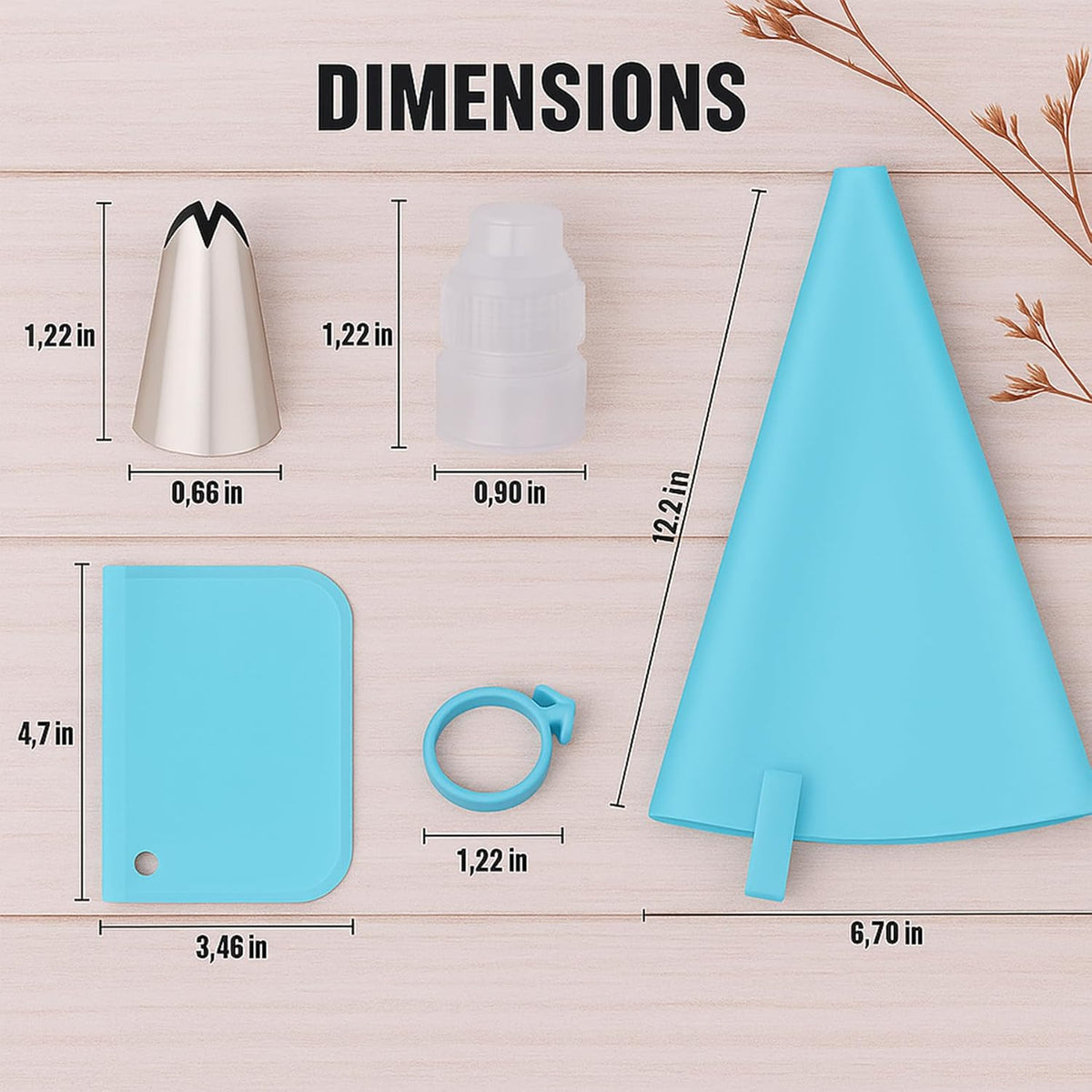 Piping Bags and Tips Set, Reusable Cake Decorating Supplies with 2 Reusable Bags, 12 Icing Tips, 2 Silicone Rings, 2 Couplers and 3 Scrapers, Cake Baking Tools for Cookie Icing Cupcakes