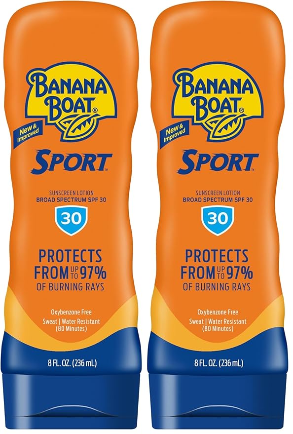 Banana Boat Sport Ultra SPF 30 Sunscreen Lotion, 8oz | Banana Boat Sunscreen SPF 30 Lotion, Oxybenzone Free Sunscreen, Sunblock Lotion, Banana Boat Lotion, Water Resistant Sunscreen SPF 30, 8oz