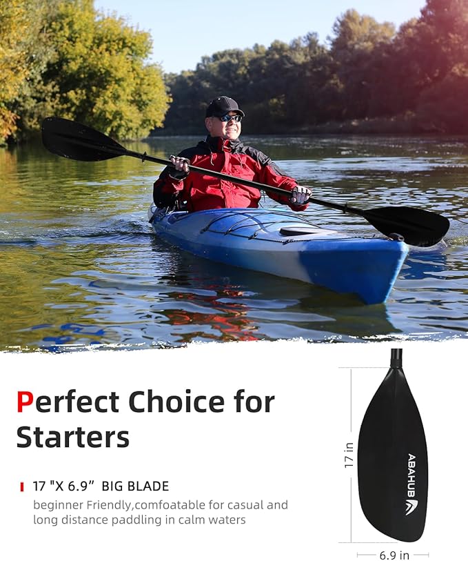 Abahub Adjustable Kayak Paddle 210-230 cm/ 230-250 cm Floating Kayaking Oars Boating Oars Canoeing Oars Black