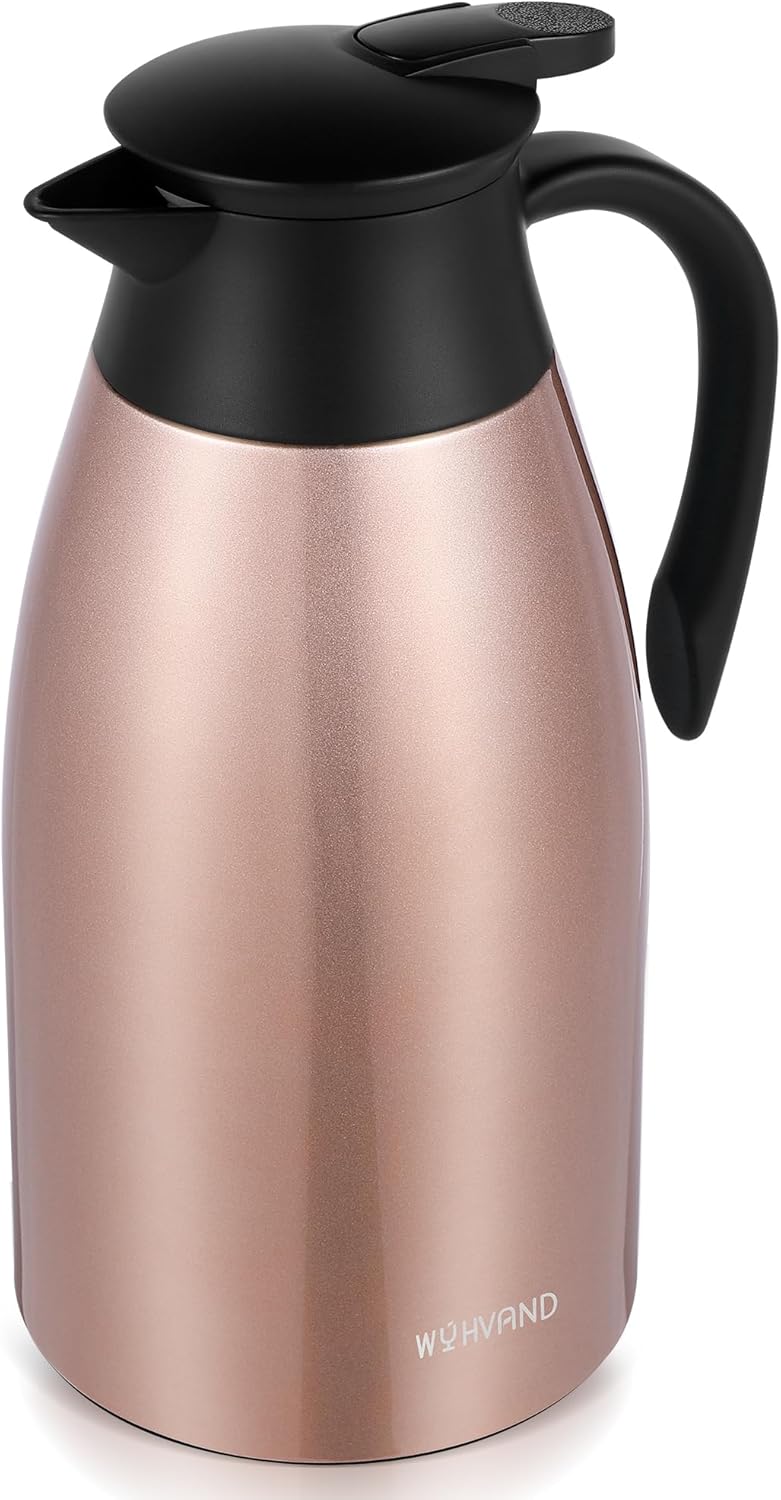 68 Oz Thermal Coffee Carafe, Stainless Steel Insulated Vacuum coffee crafts to keep coffee hot, 2 Liter Tea Water Coffee and Beverage Dispenser (Copper)