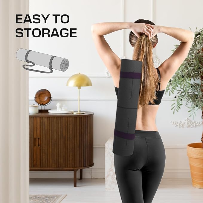 Yoga Mat Non Slip, Anti-Tear 3/16 Thick TPE Yoga Mats for Women and Men, 72"x24" Exercise & Fitness Mat with Carrying Strap, Workout Mats for Yoga, Pilates and Floor Exercise