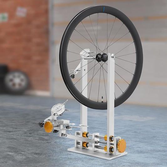 Bicycle Wheel Truing Stand, Professional Bike Wheel Repair Bracket with 3 Guages for 10-29 inch Wheels, Adjustable Rim Width