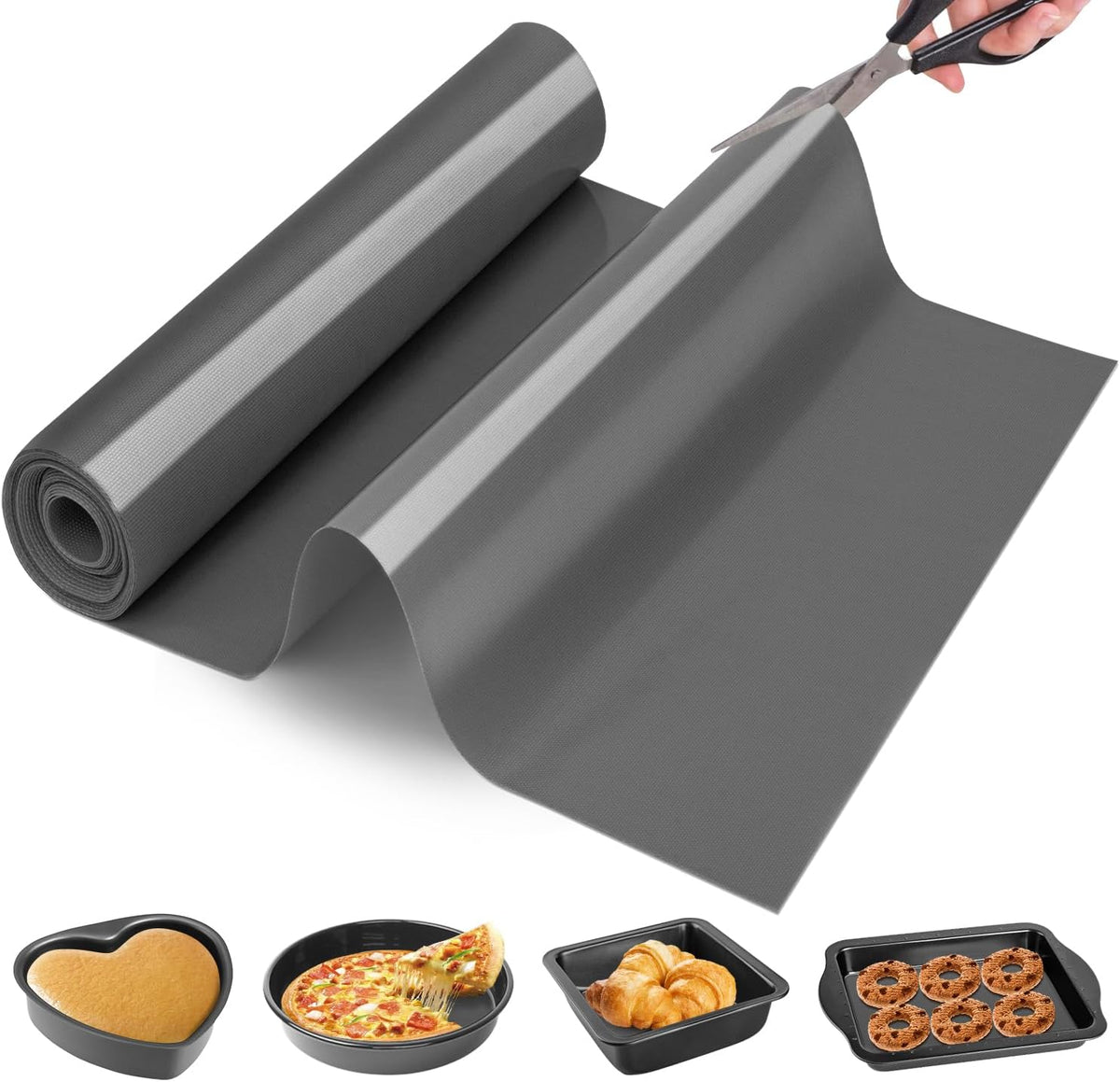Silicone Baking Mat Roll- Cut To Size Silicone Mat - Reusable Baking Mat, Silicone Pastry Mats for Rolling Dough, Non Stick Food Grade Silicone Sub Mat Roll, Kitchen Counter Mat