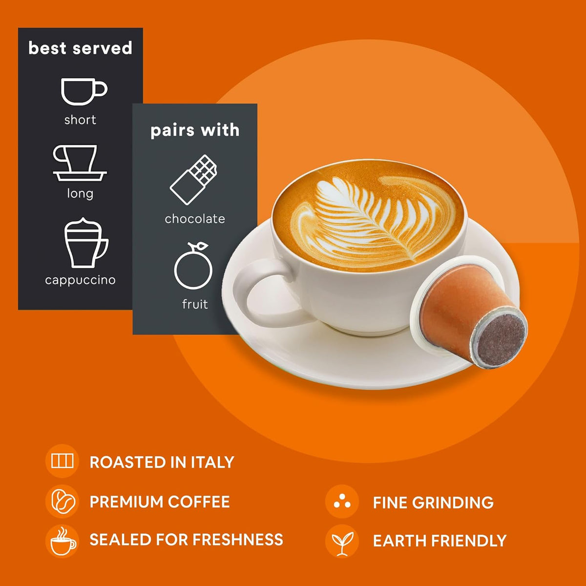 WOKEN COFFEE Compostable Nespresso Pods - Arabica Medium Roast Italian Espresso Coffee Capsules Compatible With Nespresso Coffee Machine (60 Pod Count, 6 Boxes)