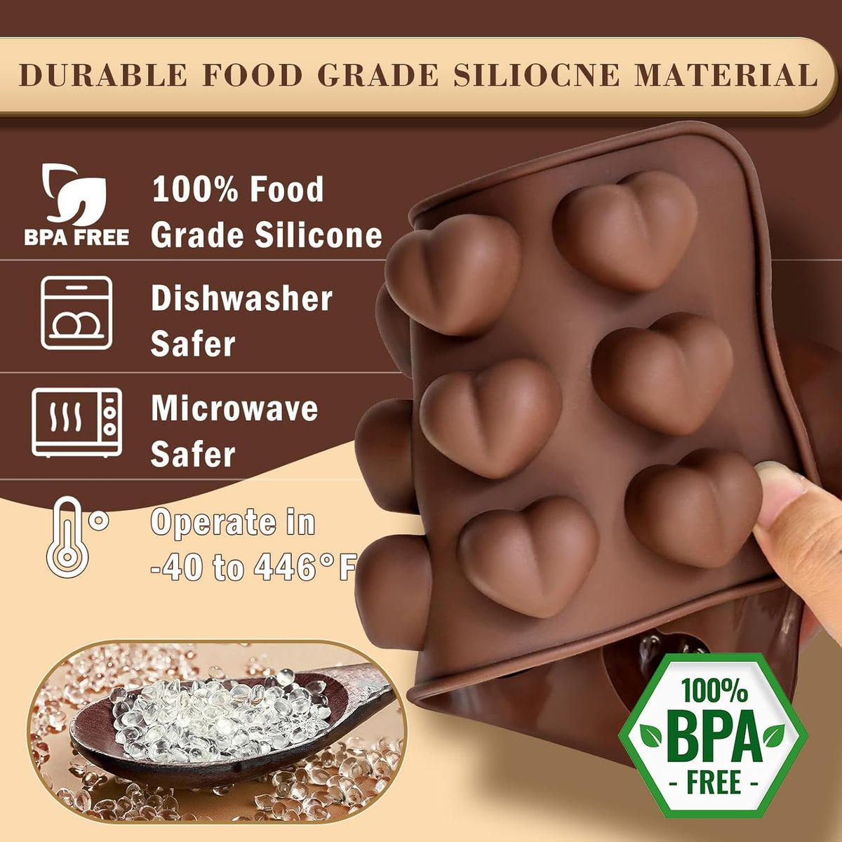 HKNMTT Chocolate Molds Silicone for Hard Candy Butter, 4 Pcs Small Bite Size Heart Star Sqaure Shapes Truffle Caramel Mould, Homemade Wax Melts Food Grade Baking Set Oven Safe Kit