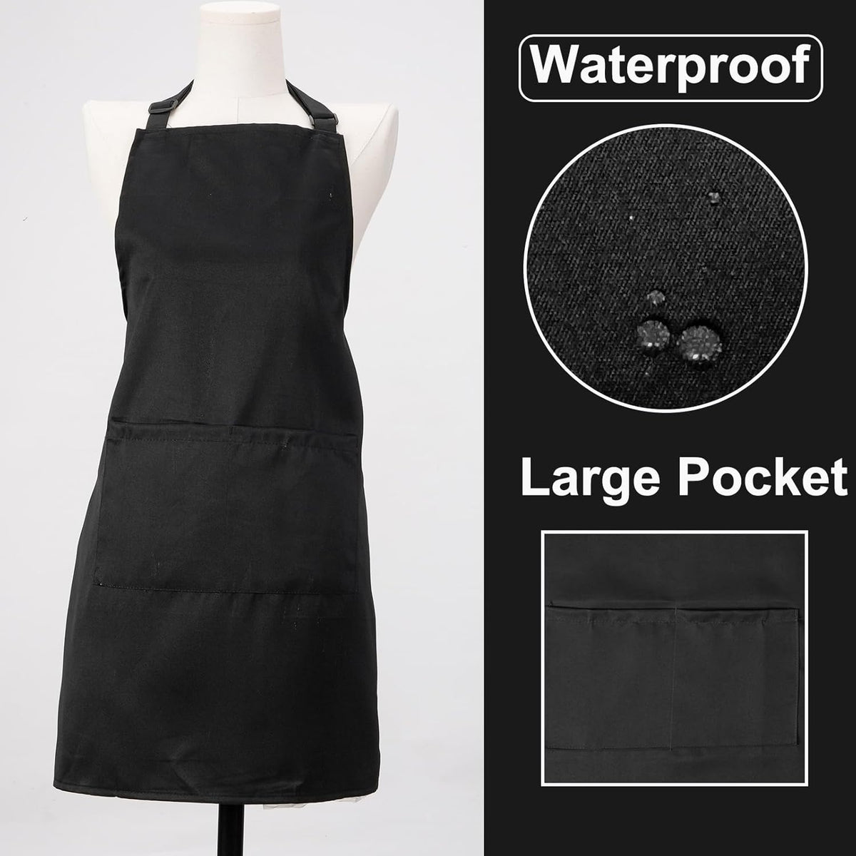 Kitchen Bib Apron for Women Men with Pockets Chef Art Aprons for Cooking Painting Pottery Ceramics