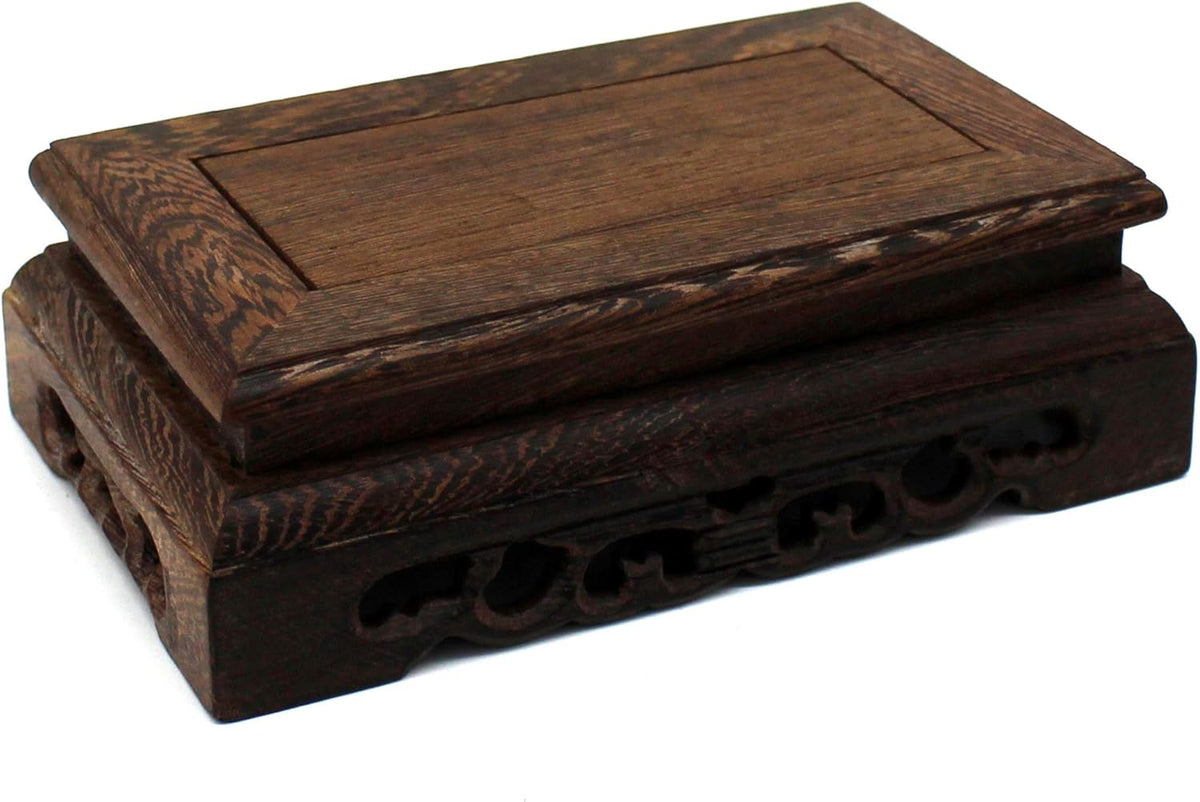 CVHOMEDECO. Primitives Rustic Rosewood Rectangle Display Stand Vase Pot Base Fishbowl Pedestal Stand. (5-3/4 Inch)