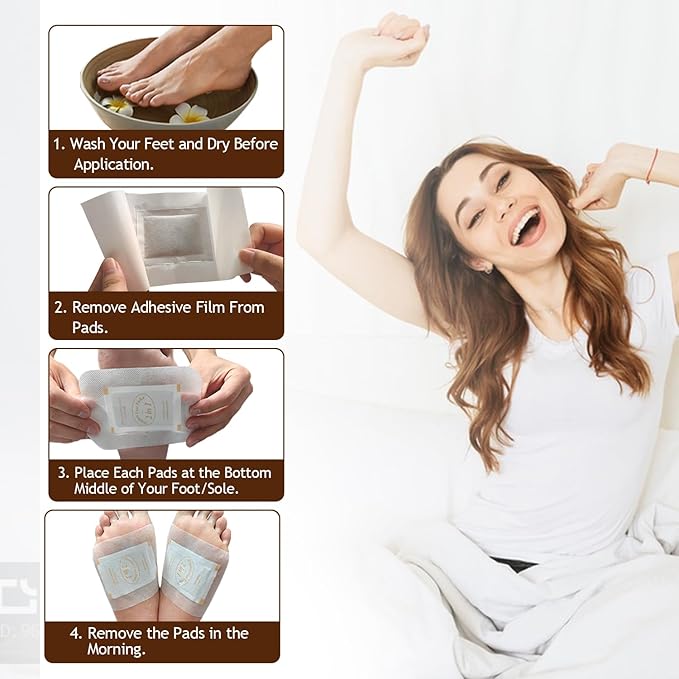 2 in 1 Foot Pads, Bamboo Vinegar Coconut Shell Powder Foot Pads with ''Stay in Place'' Bigger Adhesive Sheet(10 Pads)