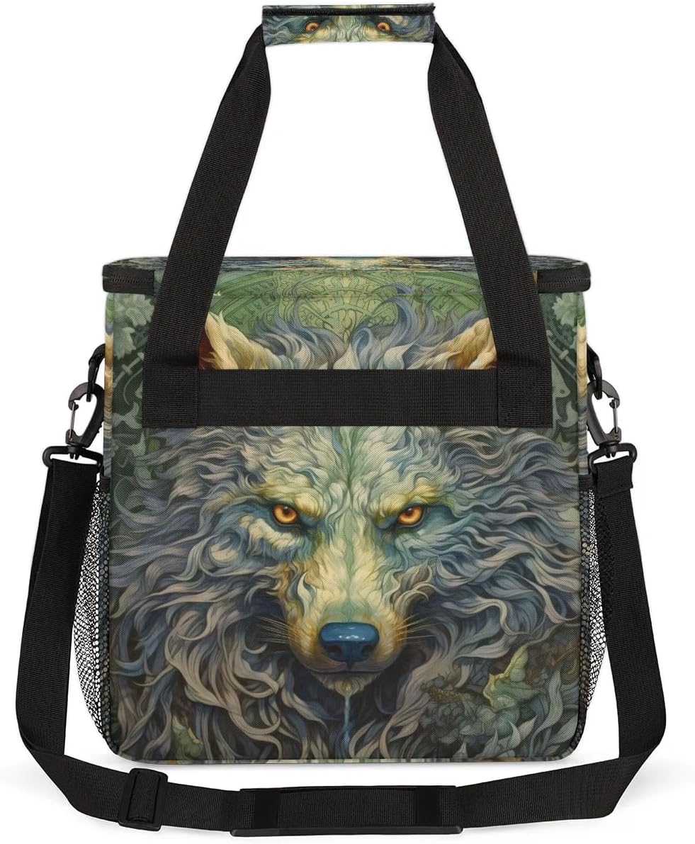 wolf animal vintage Coffee Maker Carring Bag Travel Carrying Storage Tote Bag Compatible with Keurig K-Mini or K-Mini Plus Portable Single Serve Coffee Brewer Case with Pockets for K-cup Pods