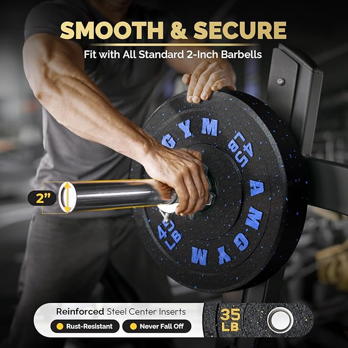 2 Inch Bumper Plates，10-500lbs，Barbell Rubber Olympic Weight Plates Set for Home Gym, Strength Training & Weight Lifting, Multiple Options Colors