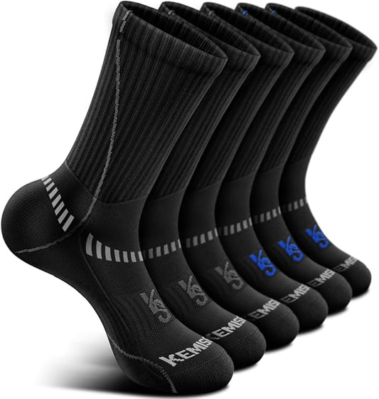 BULLIANT Compression Socks for Men 6Pairs, Athletic Crew Socks Cushioned For Men Sports Running-Arch Support