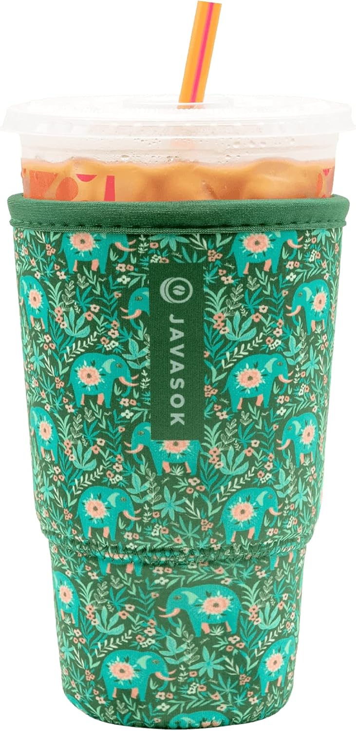 Sok It JavaSok Iced Coffee & Cold Soda Insulated Neoprene Cup Sleeve (Baby Elephant Walk, XXLarge: 44-48oz)