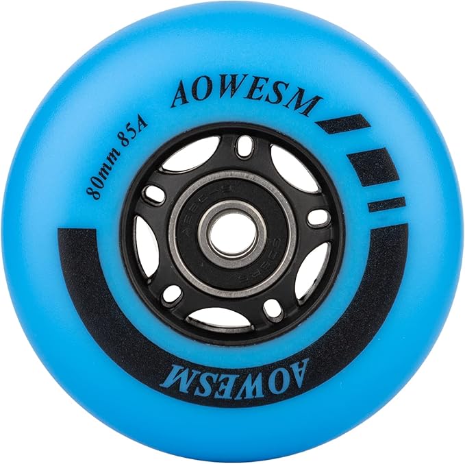 AOWESM Inline Skate Wheels 80mm 76mm 72mm 85a Outdoor Indoor Black Blue Red Roller Hockey Blades Replacement Wheels w/Bearings ABEC-9 and Floating Spacers (8-Pack)