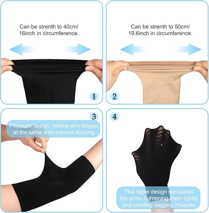 4 Pairs Slimming Arm Shaper and Thigh Slimmers Set, Elastic Compression Arm Shapers Upper Arm Sleeve Slimming Thigh Sleeves Thigh Wraps Slim for Women