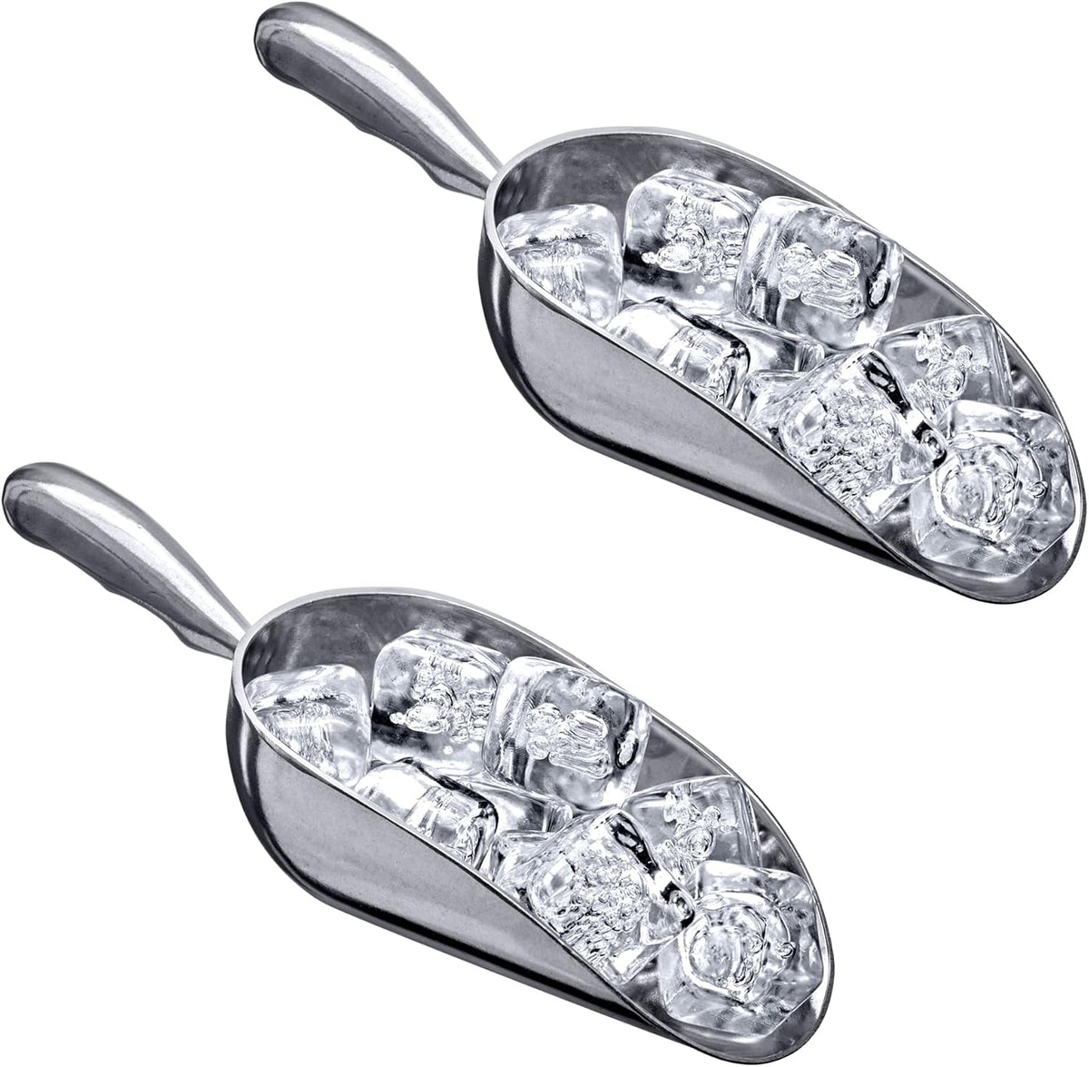 Amazing Abby - Elsa - 12-Ounce Aluminum Ice Scoops (Set of 2), Cast Aluminum Utility Scoops, Food-Grade, Good for Home and Commercial Use, NOT Dishwasher-Safe, Hand-Wash Recommended