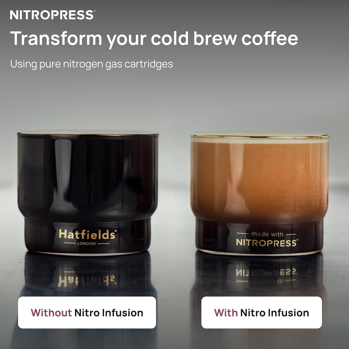 10 PCS NitroPress Nitrogen Coffee Chargers – Pure N2 Cartridges for Nitro Cold Brew Coffee Maker, Cocktails, Tea, and Beer – Use with NitroPress Instant Nitrogen Diffuser System