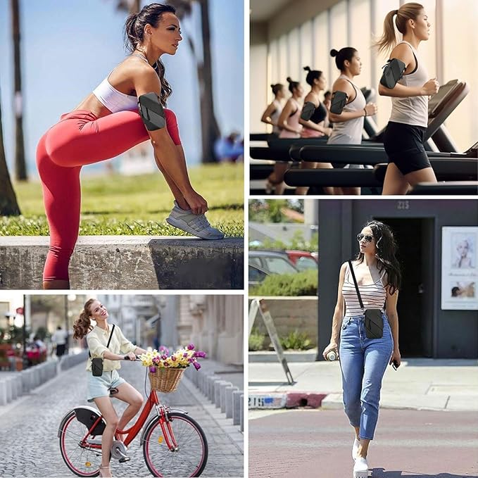 Armband Cell Phone Holder for Running,Crossbody Shoulder Holsters Bag with Arm Band for Women Men Kids,iPhone 15 14 13 12 11 Pro Max Xs Xr 8 7 6S 6 Plus SE Mini Galaxy Workout Walking Gym Arm Bags