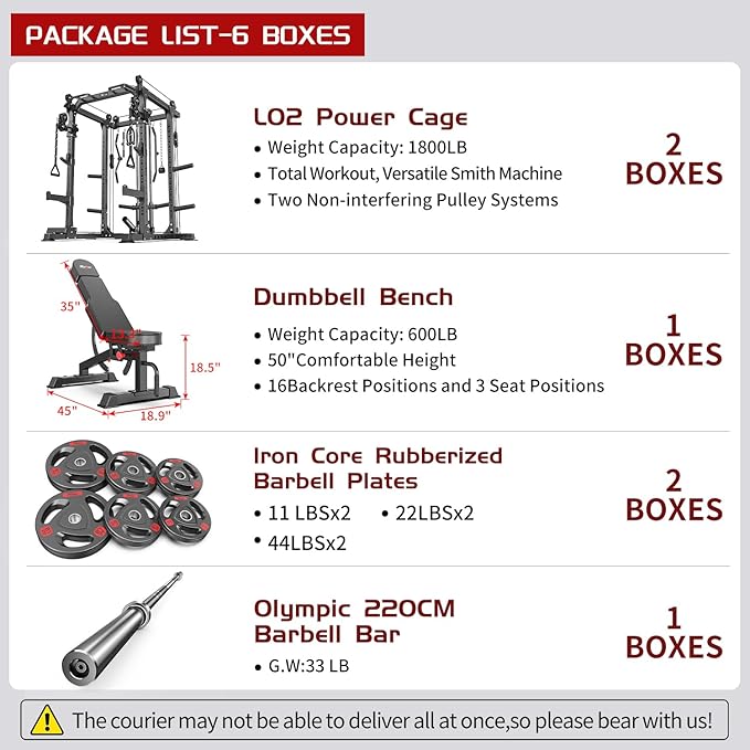 Power Cage Multi-Function Power Rack with Cable Crossover System,1800 LBS Capacity Squat Rack with Weight Bench,for Home Gym