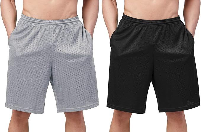 DEVOPS Men's 2-Pack Loose-Fit 10" Workout Gym Shorts with Pockets
