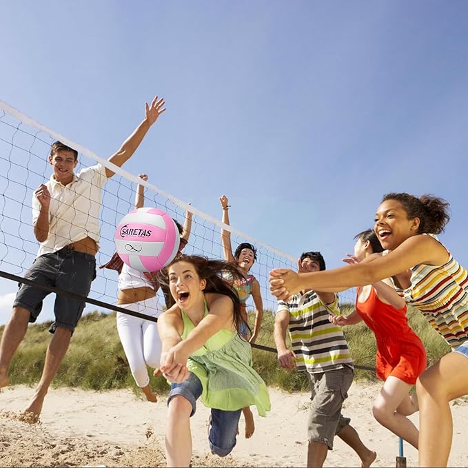 Beach/Water/Sand Volleyballs, Outdoor/Indoor Official Size, Soft Touch Volleyball for Beginners, Cute Volley Ball for Girls/Kids/Youth, Ideal Gifts with Pump for Backyard, Pool, Middle School