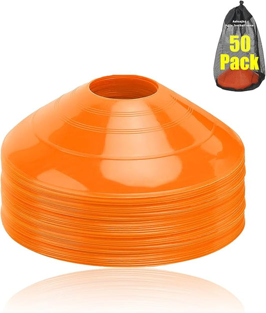 Ashsajkd(Set of 25/50/100 - Agility Soccer Cones with Carry Bag and for ， Football Cones for TrainingFootball, Basketball, Coaching, Agility Cones for Indoor and Outdoor Games