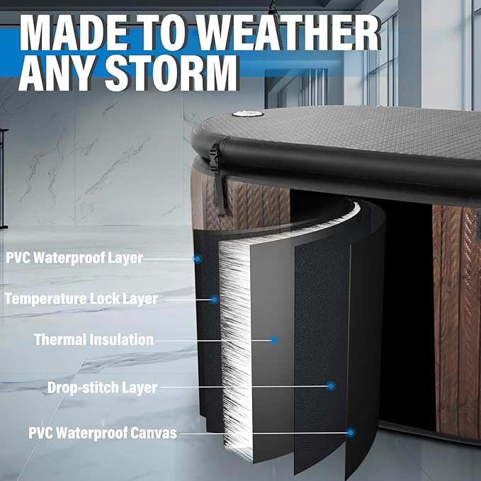 AKSPORT Ice Bath Tub for Athletes, 151 Gallons Inflatable Cold Plunge Tub Compatible with Water Chillers, Icebath for Recovery & Cold Water Therapy, Portable Bathtub for Indoor & Outdoor-Wood