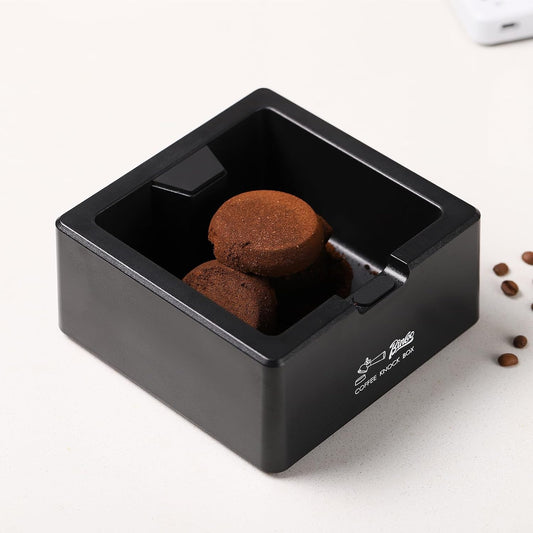 Bincoo Square Espresso knock Box 16cm /6.3 Inch Barista Style Coffee Knock Box for Grounds with Anti-Slip Base, Multi-functional Sturdy Espresso Dump Bin for Home/Office.. (black)