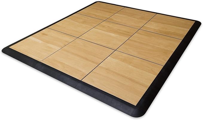 Big Floors 3X3RESMAPLE Modular Interlocking Lightweight Plastic Dance Floor Kit (3' x 3'), Light Maple, 21 Piece