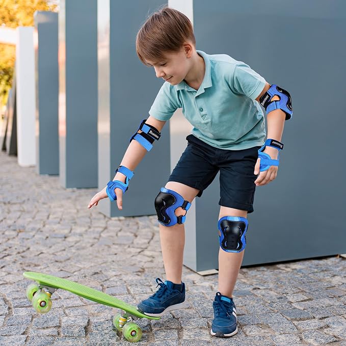 BOSONER Kids/Youth Knee Pad Elbow Pads Guards Protective Gear Set for Roller Skates Cycling BMX Bike Skateboard Inline Skatings Scooter Riding Sports