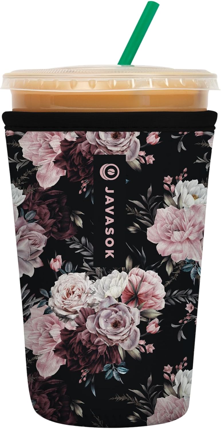 Sok It JavaSok Iced Coffee & Cold Soda Insulated Neoprene Cup Sleeve (Bloom at Night, Medium: 22-28oz)