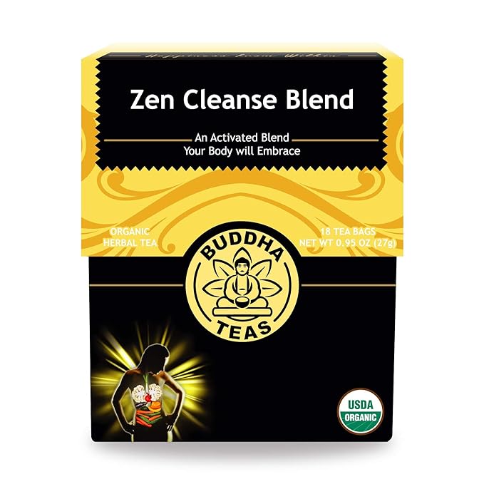 Buddha Teas Organic Zen Cleanse Blend - OU Kosher, USDA Organic, CCOF, 18 Bleach-Free Tea Bag