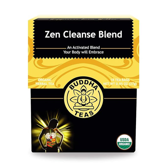 Buddha Teas Organic Zen Cleanse Blend - OU Kosher, USDA Organic, CCOF, 18 Bleach-Free Tea Bag