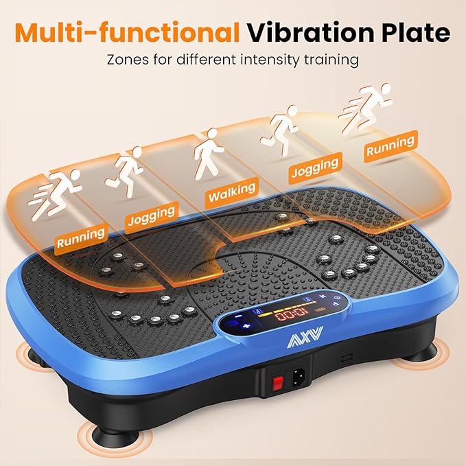 AXV Vibration Plate Fitness Platform Exercise Machine Vibrating Lymphatic Drainage Shaking Full Body Shaker Workout Vibrate Stand Shake Board Sport Gym for Weight Loss Fat Burner for Women Men