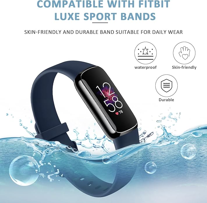 2-Pack Bands for Fitbit Luxe Bands for Women Men, Soft Silicone Wristband Replacement Strap for Fitbit Luxe Special Edition Fitness Tracker