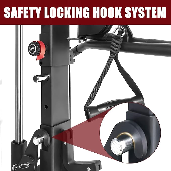 Smith Machine with Chest Fly & Leg Press, All-in-One Home Gym Power Cage with Weight Stack, Bench and Full Accessory Kit for Total Body Strength Training for Beginners