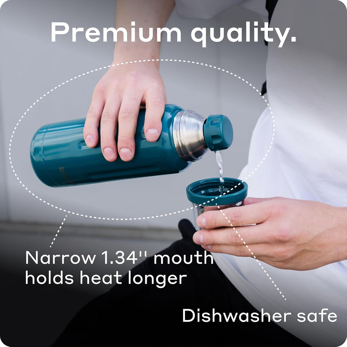 BOBBER 26 oz Stainless Steel Thermos for Hot Tea, Coffee, and Cold Drinks – BPA-Free, Dishwasher Safe Vacuum Insulated Water Bottle – Keeps Drinks Hot for 36 Hours (Deep Teal)