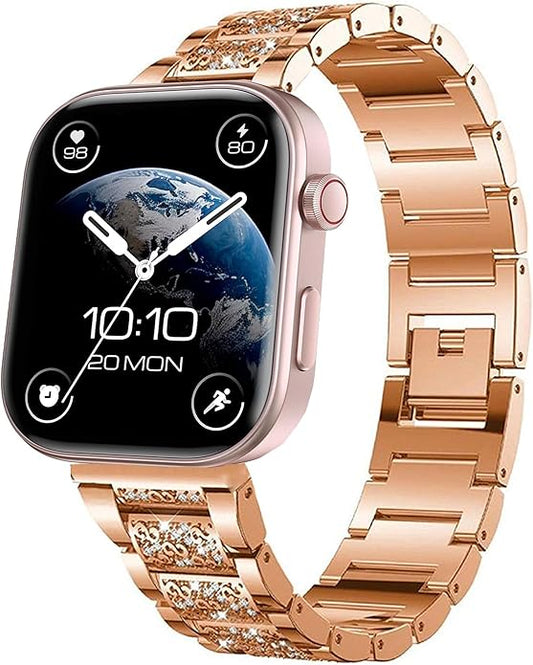 22mm Women's Jewelry Bling Diamond Metal Dressy Strap, Adjustable Replacement Strap Accessories Compatible for GTX12, T60 Smart Watches