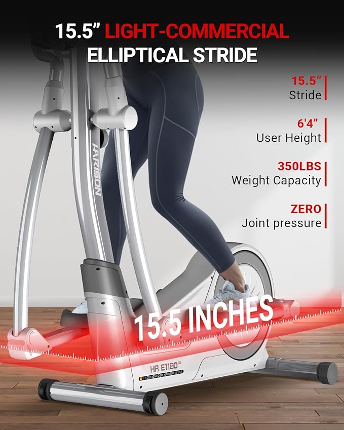 HARISON Elliptical Machine for Home 350 LBS Capacity, Magnetic Elliptical Exercise Machine with 16-Level Resistance Control, Elliptical Trainer with HARISON Bluetooth
