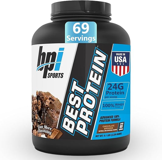 BPI Sports Best Protein – 100% Whey Protein Powder – Muscle Growth, Recovery, Meal Replacement – No Fillers, Gluten Free – Best Protein Powder for Men & Women | Chocolate Brownie – 5.1 Pounds