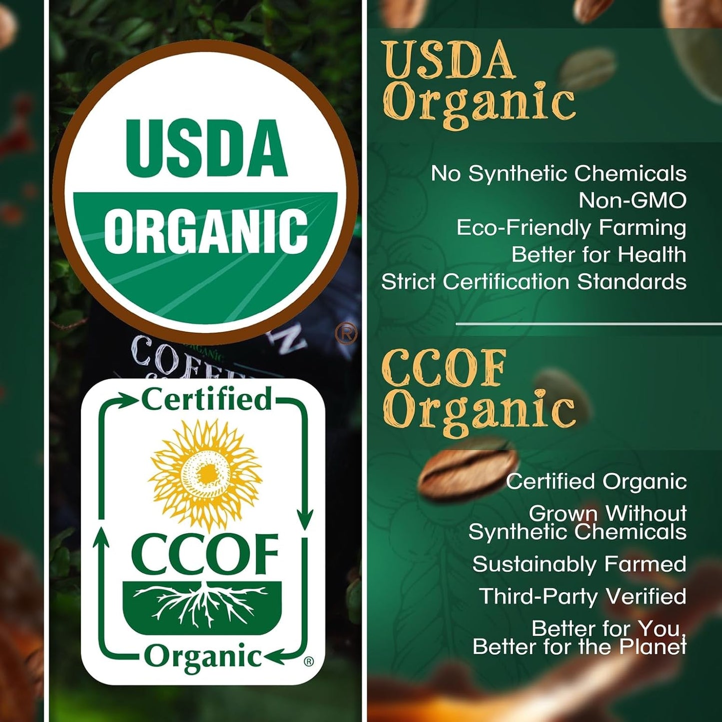 The Bean Organic Coffee Company Vienna Roast, Medium, Whole Bean Coffee, 16-Ounce Bags (Pack of 2)