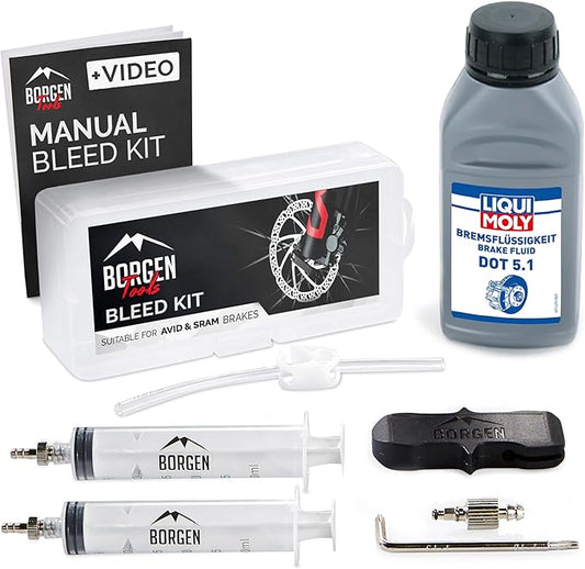 Borgen Bleed kit Compatible with AVID SRAM Hydraulic disc Brakes I Bike Brakes Service kit I Bleeding kit with Step-by-Step Instructions for The Perfect Bleeding of The Brake