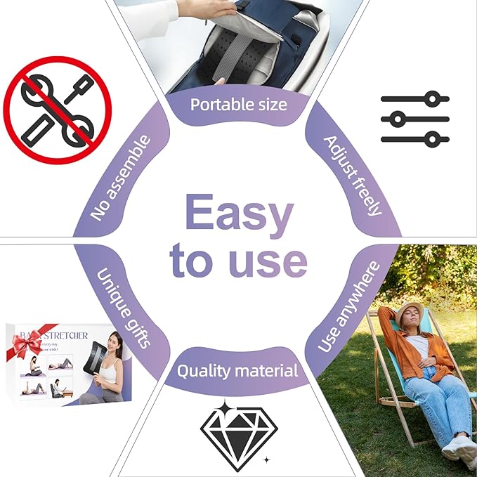 Back Stretcher for Lower Back Pain Relief，Adjustable, Portable, Durable-Unique Labor Day & Back to School Gifts,Sports Fitness Relaxations Gift，Home Office Travel Essentials.